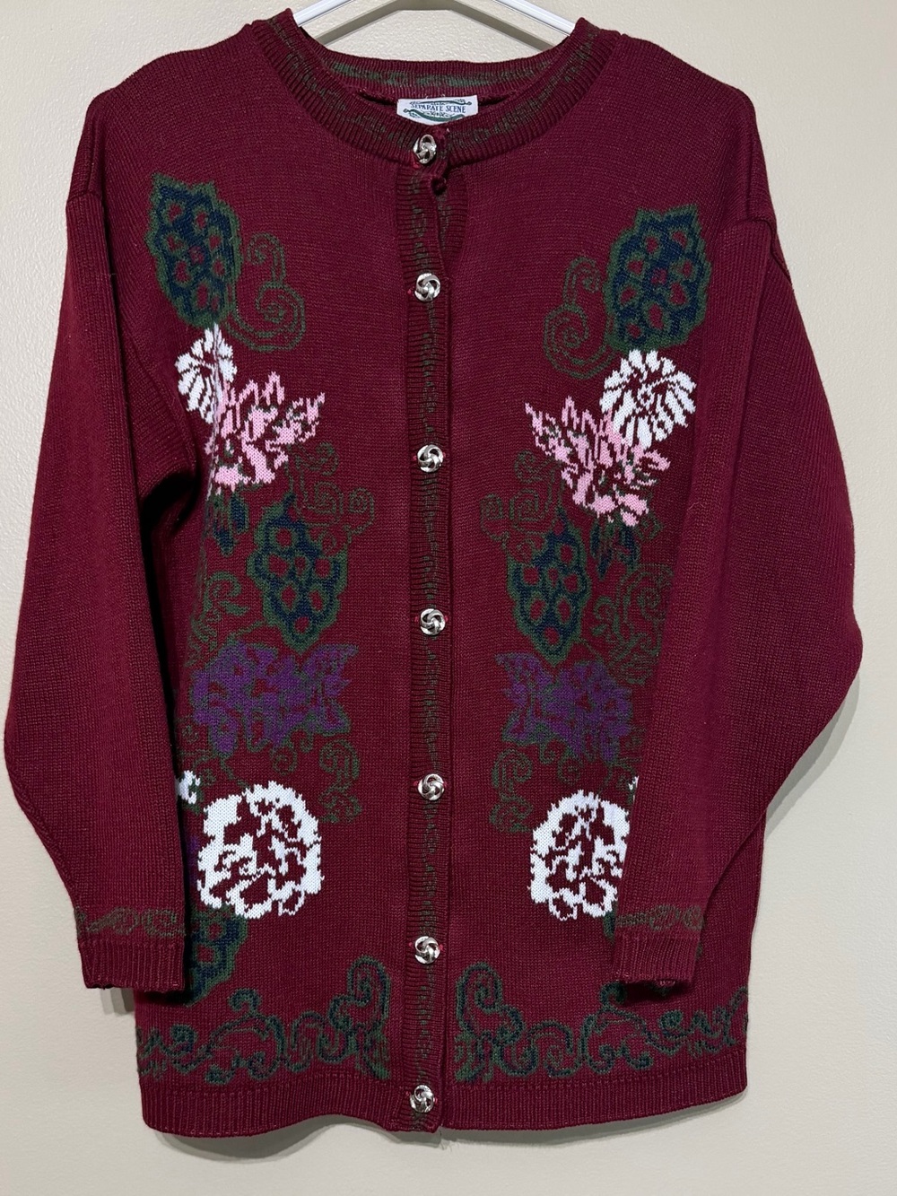 Vintage Separate Scene Cottage Core Fall Ornate Button Down Knit Cardigan
